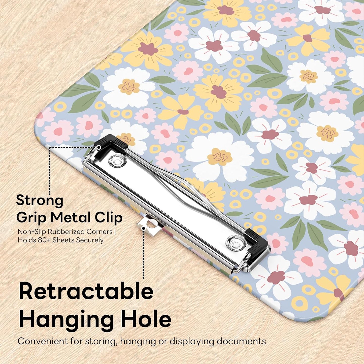 Plastic Cute Clipboard Low-Profile Metal Clip, A4 Letter Size 9 x 12.5 in, 8.5 x 11 Paper Clip Board for Teachers, Nurses, Classroom,Cute Black Cats