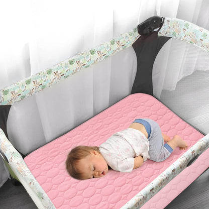 Crib Mattress Protector Sheets Waterproof 2 Pack, Quilted Crib Mattress Pad Cover Fitted Fits for Toddler Bed Mattress, White, 52” x 28”