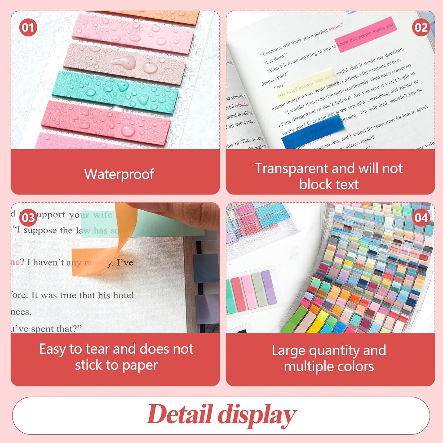ReliThick 8000 Pcs Writable Sticky Tabs, 40 Colors Book Notes for Annotating Books, Self-Adhesive Index Tabs for Bible, Planner, Notebook, School & Office Supplies