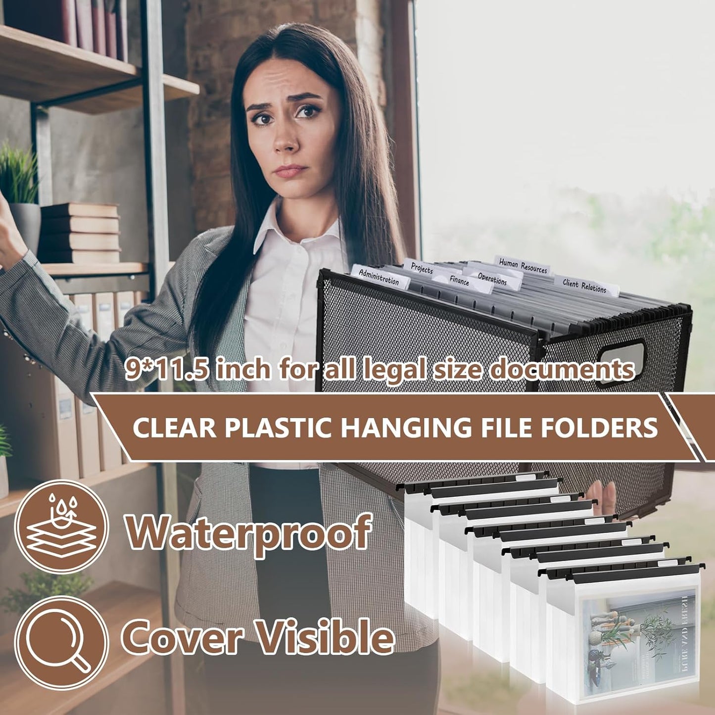 10 Pack Extra Capacity Hanging File Folders Letter Size Plastic File Folder Reinforced Tabs with Heavy Duty 2 Inch Expansion & Black Insert Gasket for Filing Cabinet Durable Hang Folders