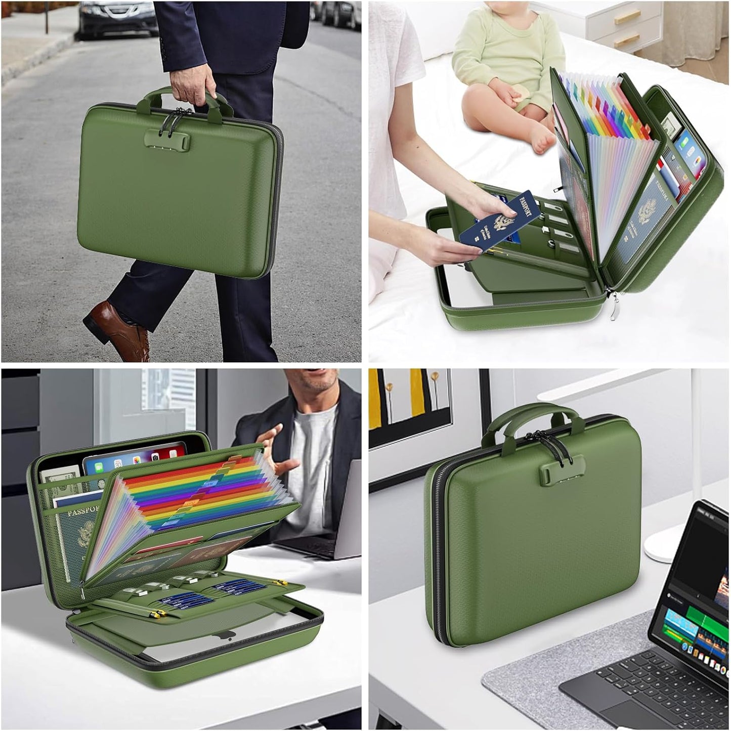 DocSafe Fireproof File Organizer with Lock, Hard-Shell Case Fireproof Document Box with 13 Pocket Accordion File Folder, Portable Home Office Travel Safe Storage for Important Documents Laptop Black