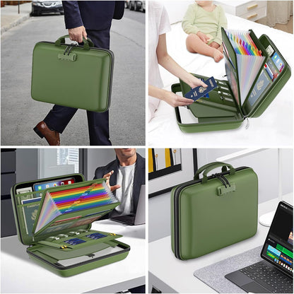 DocSafe Fireproof File Organizer with Lock, Hard-Shell Case Fireproof Document Box with 13 Pocket Accordion File Folder, Portable Home Office Travel Safe Storage for Important Documents Laptop Black