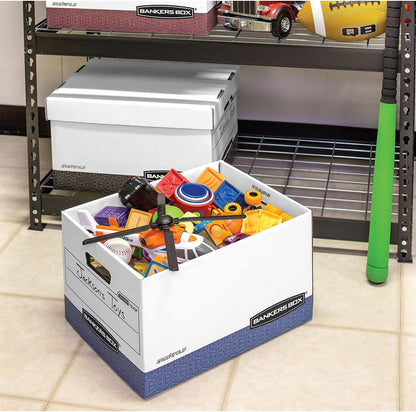 Bankers Box 12-Pack R-Kive Heavy Duty File Storage Boxes with Lids, FastFold Assembly, Letter/Legal, (07243)