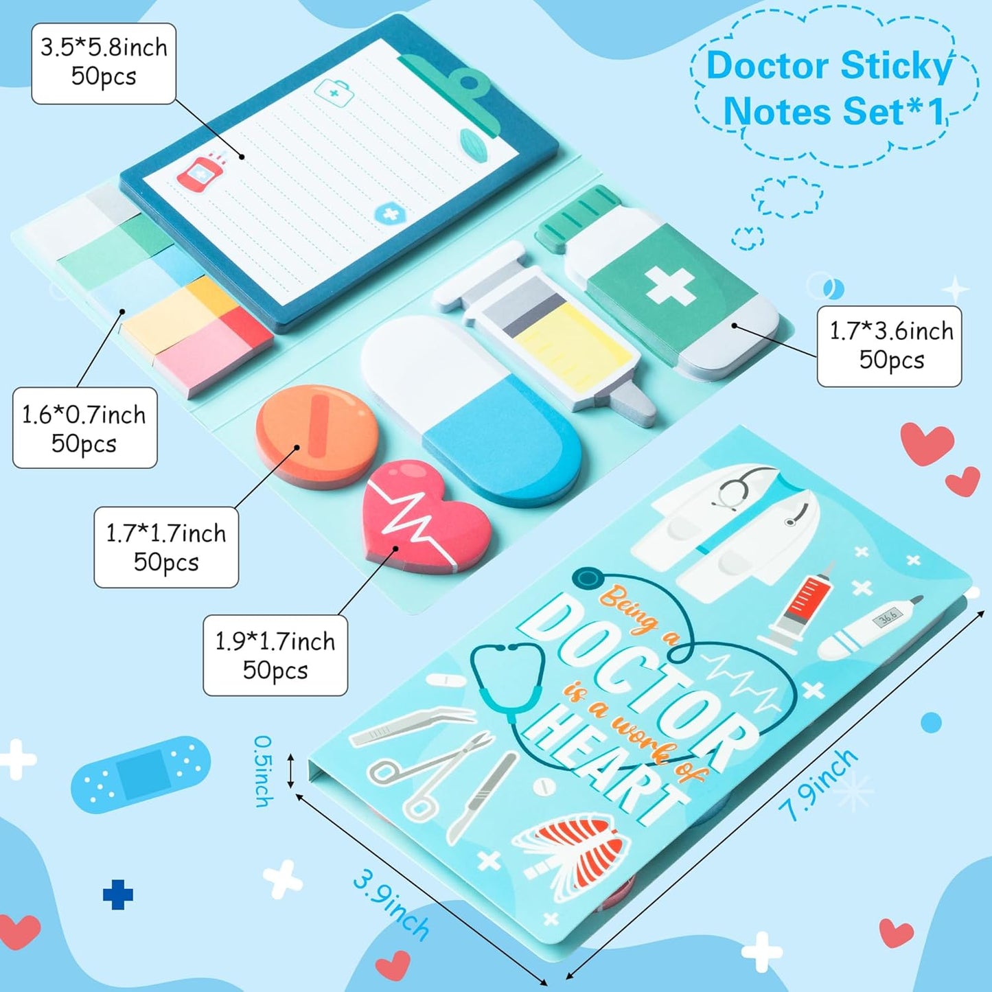B1ykin Cute Sticky Notes Set - Stay Alive Skeleton Shaped Self-Stick Notes Pad, 550 Sheets Writing Memo Pages Sticky Notepad for Teacher Appreciation Gifts, School Office Supplies (Funny Skeleton) - Colors A