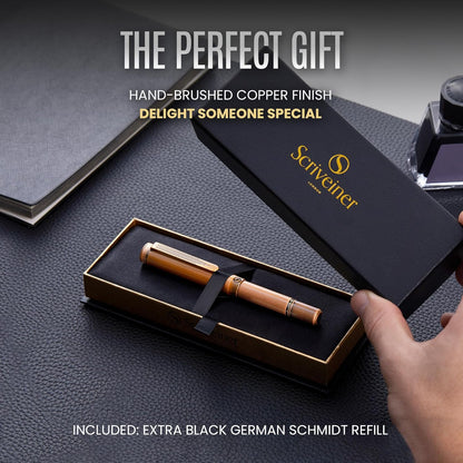 Scriveiner Black Rollerball EDC Luxury Pen, Stunning Pocket Pen with Chrome Finish, Cool Writing, Best Gift for Men & Women, German Schmidt Refill, Nice Present, Fancy Office Designer Set