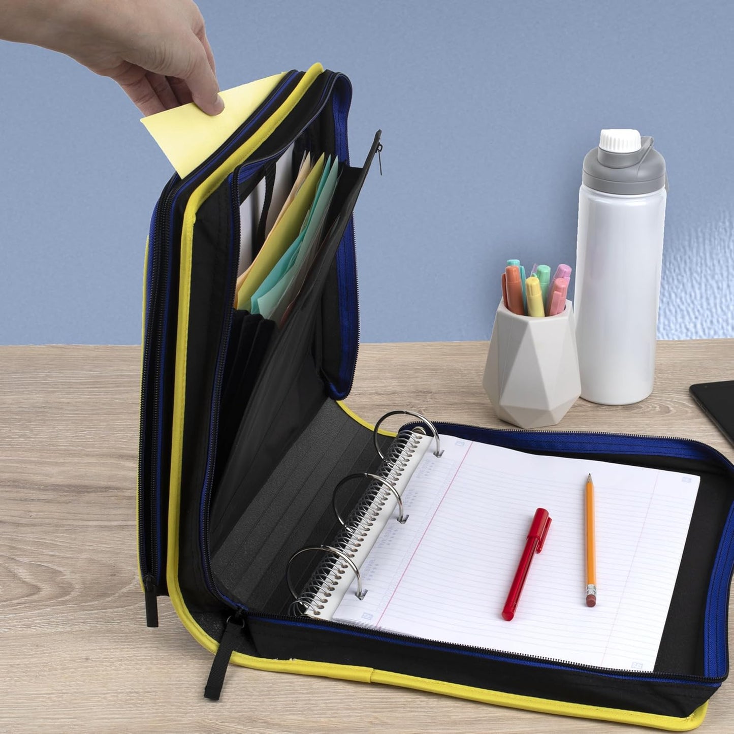 Five Star Zipper Binder, 2 Inch 3-Ring Binder with Round Rings, 5-Tab Expanding File, 380 Sheet Capacity, Black (72536)