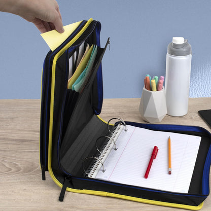 Five Star Zipper Binder, 2 Inch 3-Ring Binder with Round Rings, 5-Tab Expanding File, 380 Sheet Capacity, Black (72536)