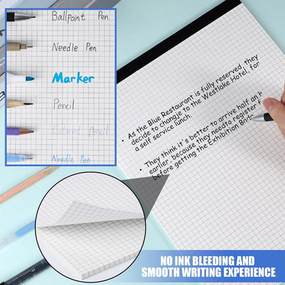 BOOKNOW 2-Pack 8.5" x 11" White 4x4 Quad Ruled Graph Paper Pads, 50 Sheets per Pad, for Office, School, Drawing, Math, Drafting, and Engineering