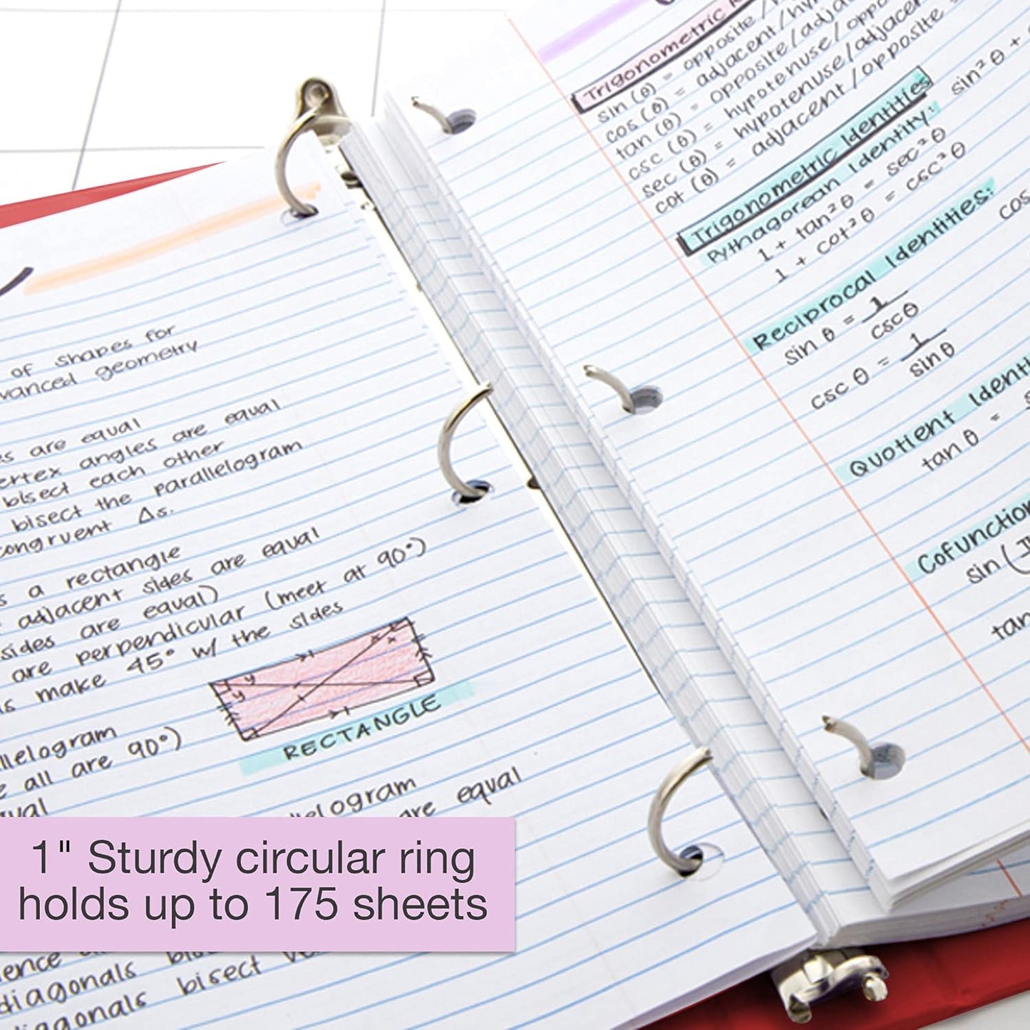 BAZIC Products 3 Ring Binder - Green, Economy View Binder with Clear Overlay Cover and Round Rings, Organizer for School Office Home Use, 1-inch Capacity Holds 175 Sheets Paper, 12-Pack
