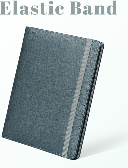 Small Clipboard Junior Padfolio Folio 7 x 9 Writing Pad Refillable, Mymazn Faux Leather Folder A5 for Notepad 5 x 8 Junior Size Portfolio (Black)