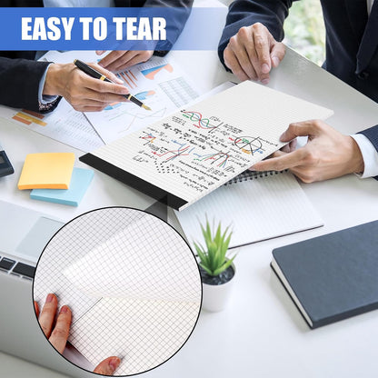 BOOKNOW 2-Pack 8.5" x 11" White 4x4 Quad Ruled Graph Paper Pads, 50 Sheets per Pad, for Office, School, Drawing, Math, Drafting, and Engineering