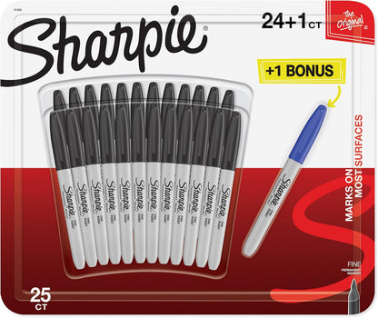 Sharpie Permanent Markers | Fine Point for Bold Details | BlackBlueRed and Green Ink Colours | 4 Marker Pens