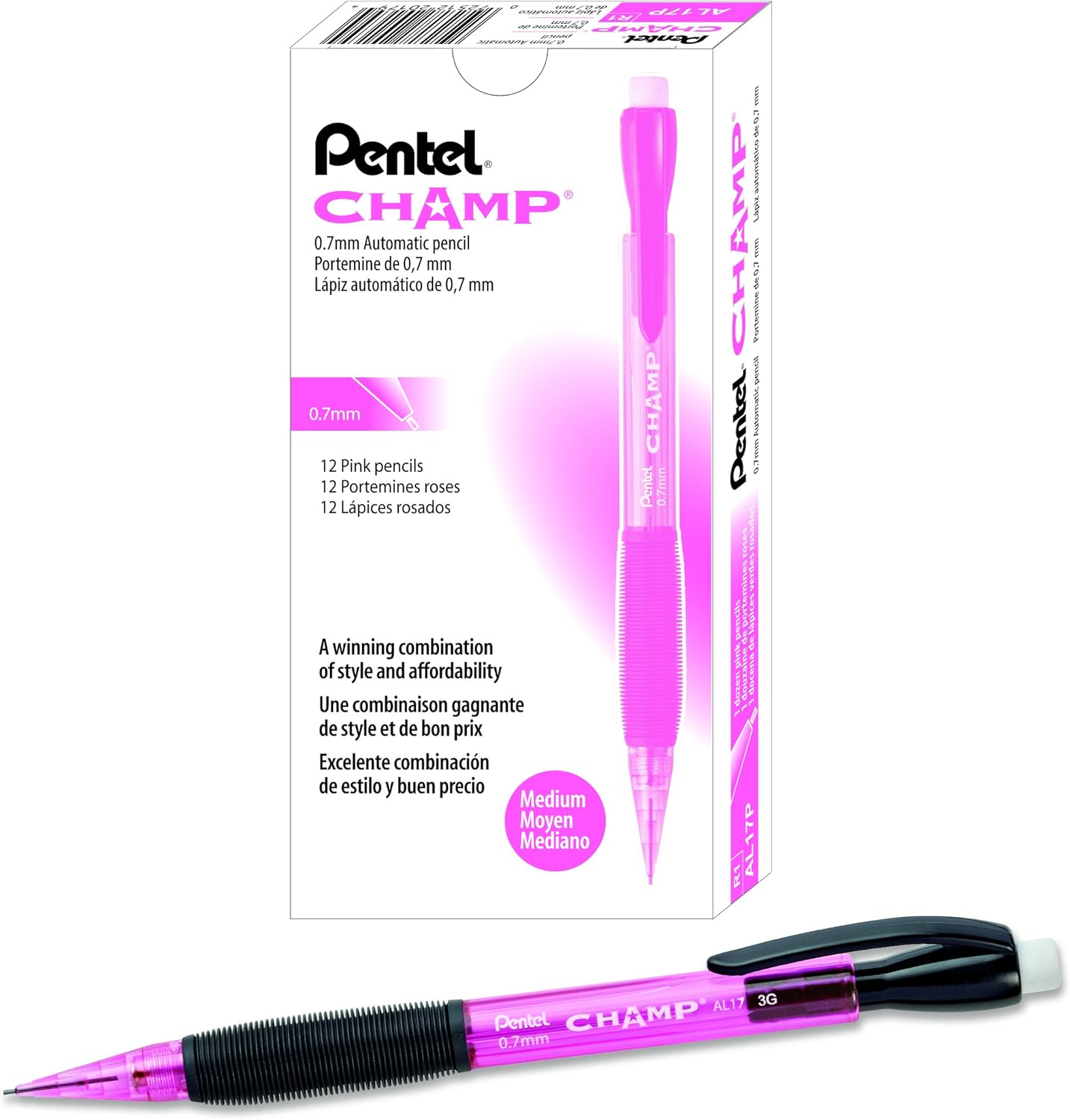 Champ Pentel Mechanical Pencil, 0.7 mm, Blue Barrel, Box of 12 (AL17C)