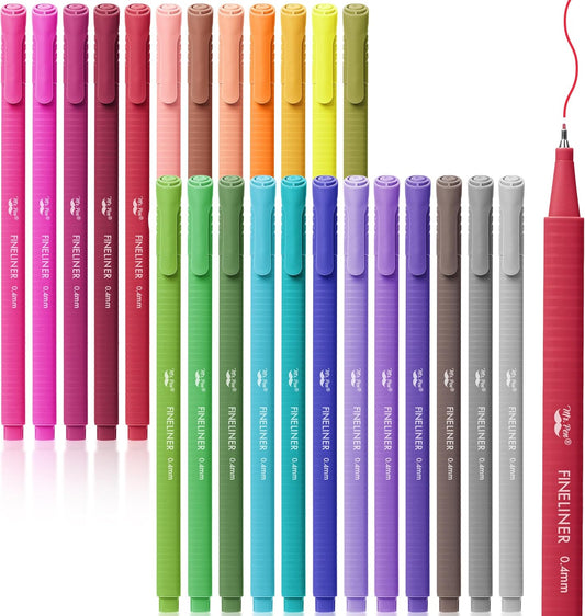 Mr. Pen- Colored Fineliner Pens, 24 Pack, 0.4mm, Ergonomic Triangular Barrels, Smooth Writing Pens for Journaling, Note-Taking, Coloring, Sketching, Planning & Art Projects
