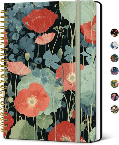 Taja Lined Spiral Notebook Journal for Women A5(5.8" × 8.3"), Cute Hardcover Notebook for Work, School & Note Taking, Pretty College Ruled Journal for Writing, 140 Pages, Sunset