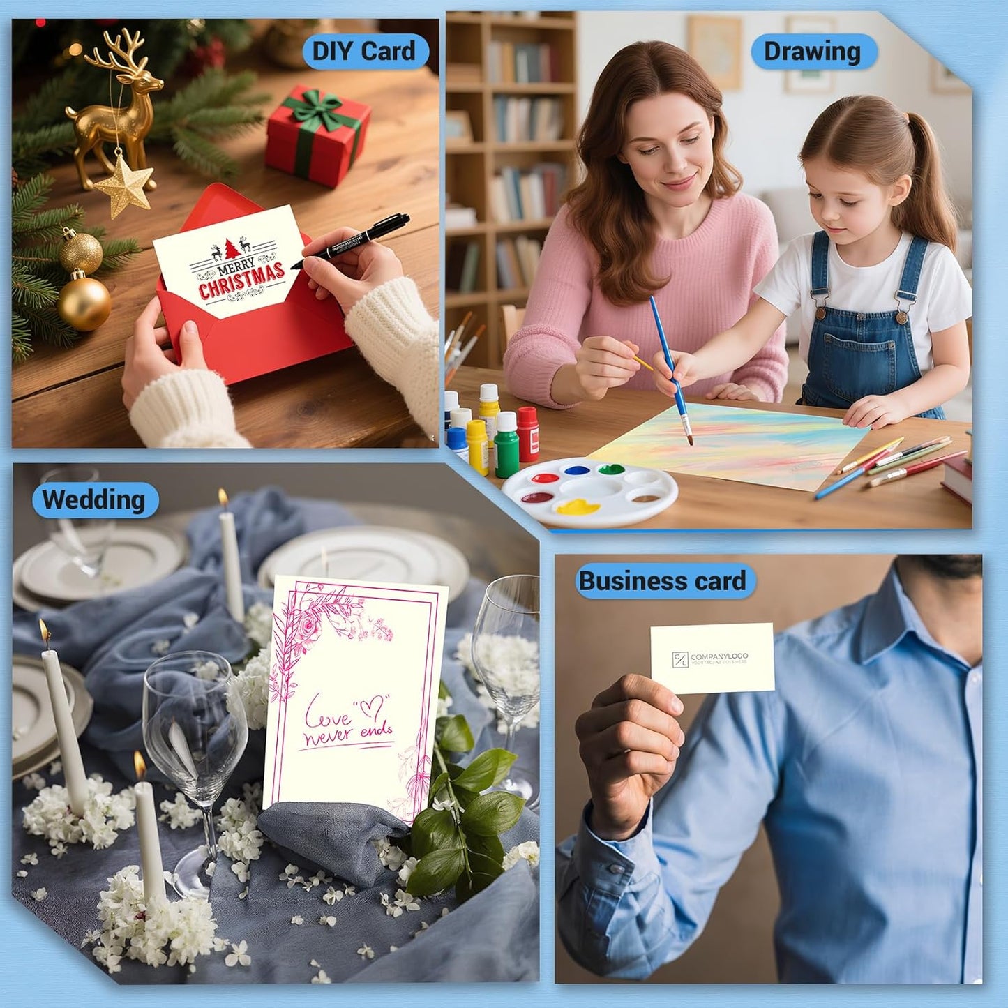 Cardstock 8.5 x 11, Thick Printer Paper 75 lb/200 gsm, 40 Sheets Card Stock White, Heavy Card stock, White CardStock Paper for Invitations, Diy Cards, Business Cards, Menus, Crafts, Drawing etc