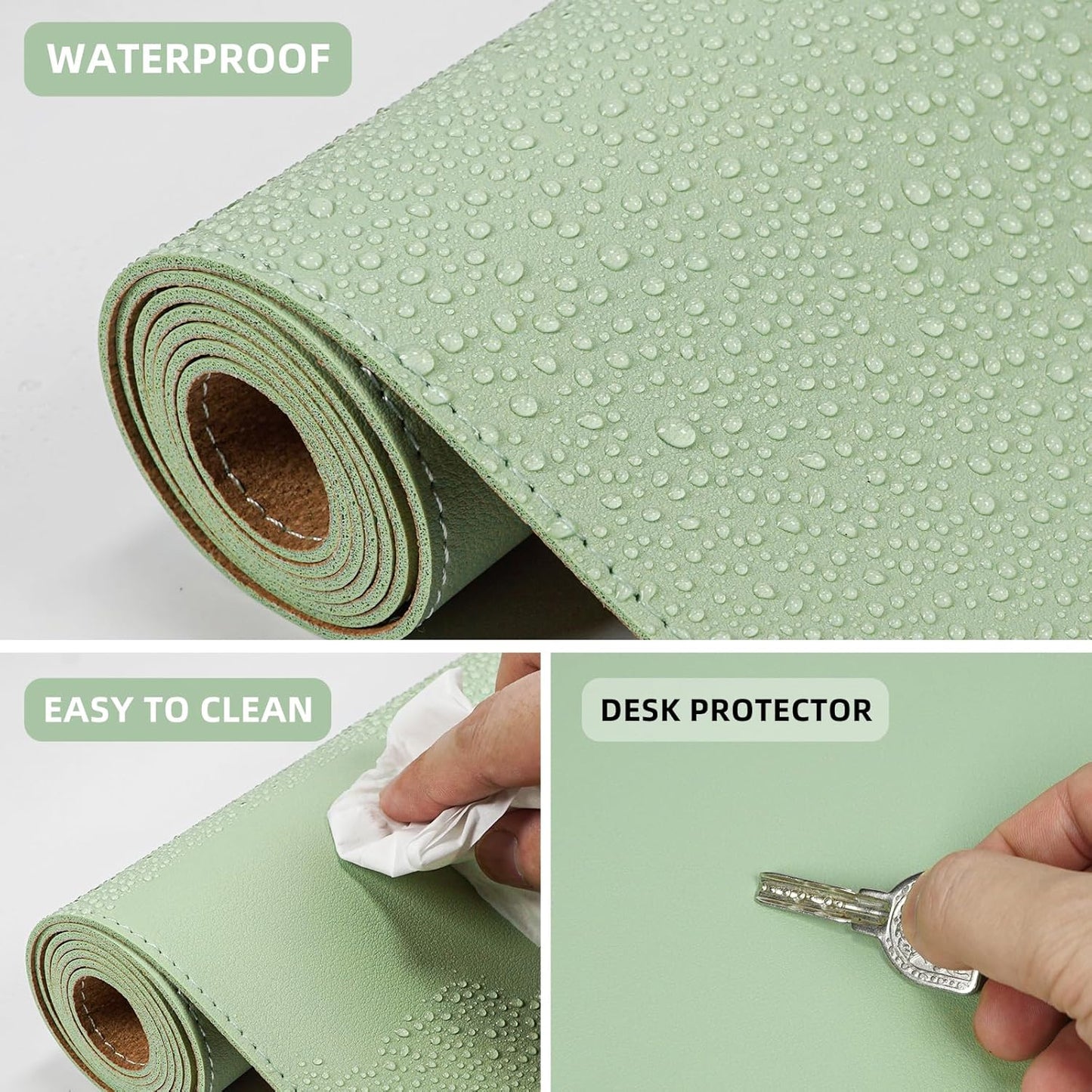 Large Desk Mat 47.2" x 17" Leather Desk Pad Protector with Natural Cork & PU Leather, Non-Slip Office Desk Mat, Large Mouse Pad, Waterproof Desk Blotter pad for Office&Home(Black)