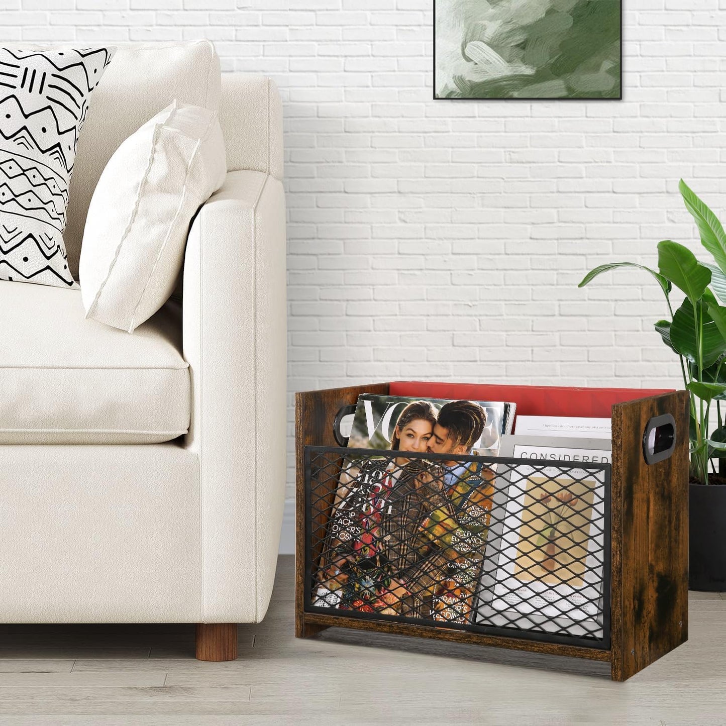 YINMIT Magazine Holder, Magazine Rack Floor, Magazine Storage Basket, File Holder Organizer, Folder Organizer for Magazines, Books, Newspapers, Tablets (Medium)