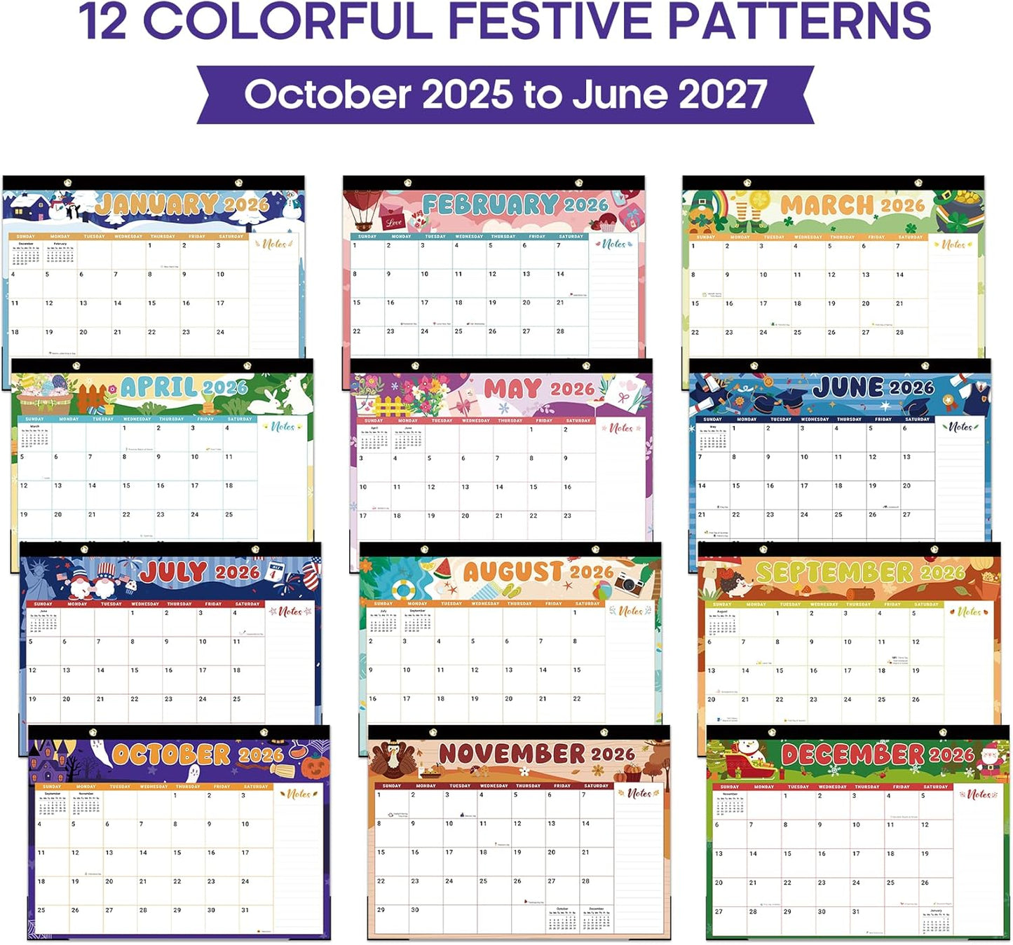 Desk Calendar 2026-2027, 21-Month Calendar Runs Until June 2027, Large 17" x 12" Monthly Desktop & Wall Calendar for Home & Office - Floral