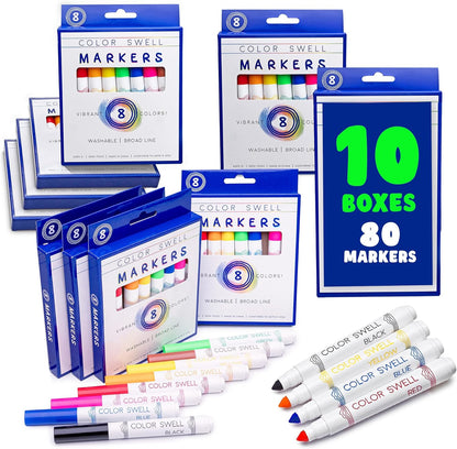Color Swell 8-Pack Broad Line Markers – Washable, Non-Toxic, Ideal for Kids, Students, Adults, and Classroom Activities