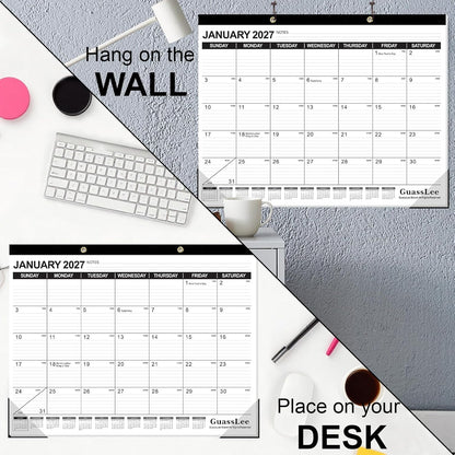 GuassLee Desk Calendar 2026-2027 - 19 Months Academic Calendar 17" × 11.5" Desktop Calendar from Jun. 2026 to Dec. 2027 with Julian Date for Home School Office Desk Top Organizing