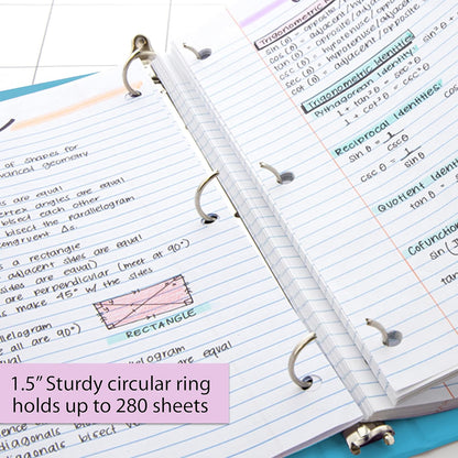 BAZIC Products 3 Ring Binder - Burgundy, Economy View Binder with Clear Overlay Cover and Round Rings, Organizer for School Office Home Use, 1.5-inch Capacity Holds 280 Sheets Paper, 1-Pack