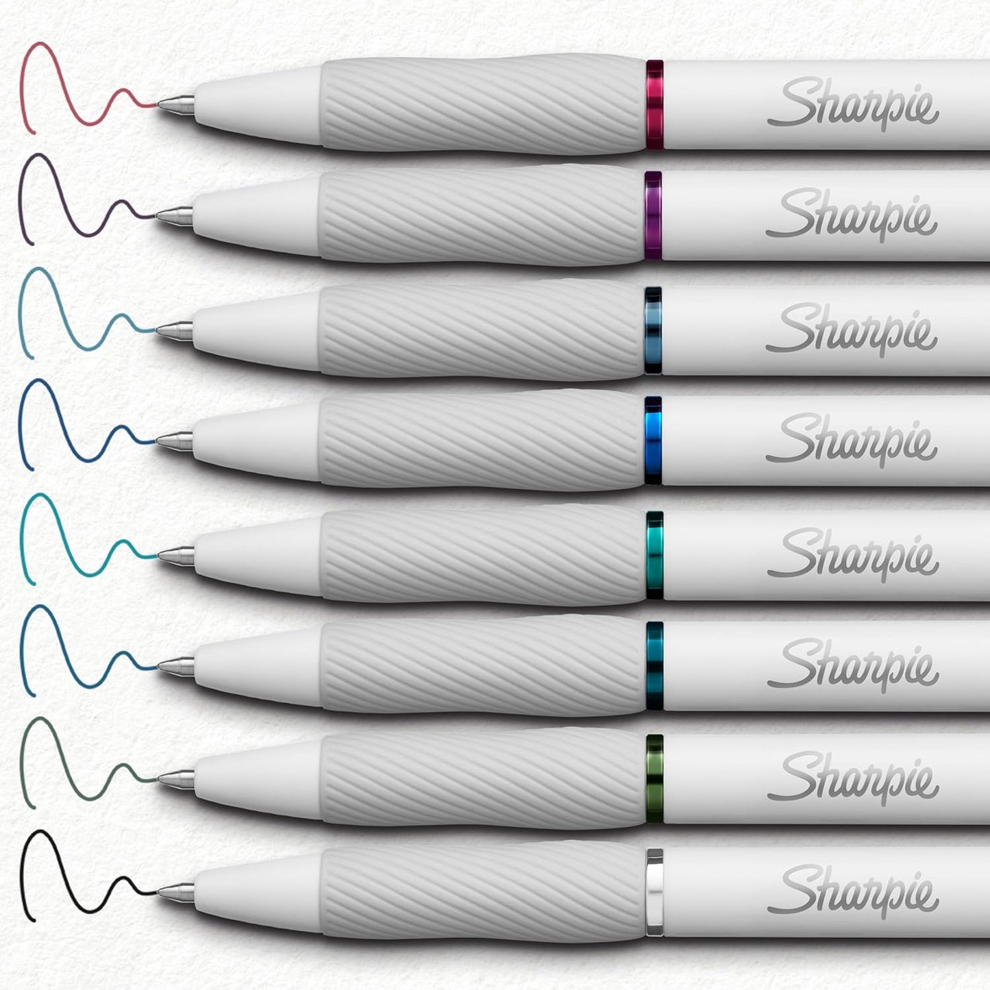 Sharpie S-Gel Pens, Fashion Barrel White Pearl, Medium Point (0.7mm), Bold Ink Colors, 8 Count