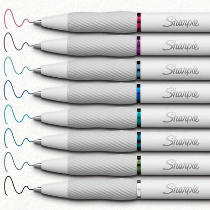 Sharpie S-Gel Pens, Fashion Barrel White Pearl, Medium Point (0.7mm), Bold Ink Colors, 8 Count