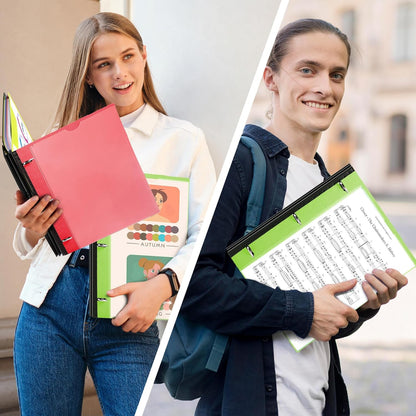 WOT I 1 Inch Telescoping 3 Ring Binder 4 Pack, Expandable Flexible Binder with Customizable Front Cover & Clear Catalog Pocket, Holds 225 Sheets, School Office Supplies, White
