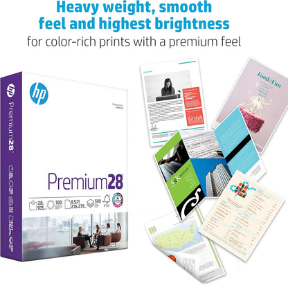 HP Printer Paper | 8.5 x 11 Paper | Premium 24 lb | 1 Ream - 500 Sheets | 100 Bright | Made in USA - FSC Certified | 112400R