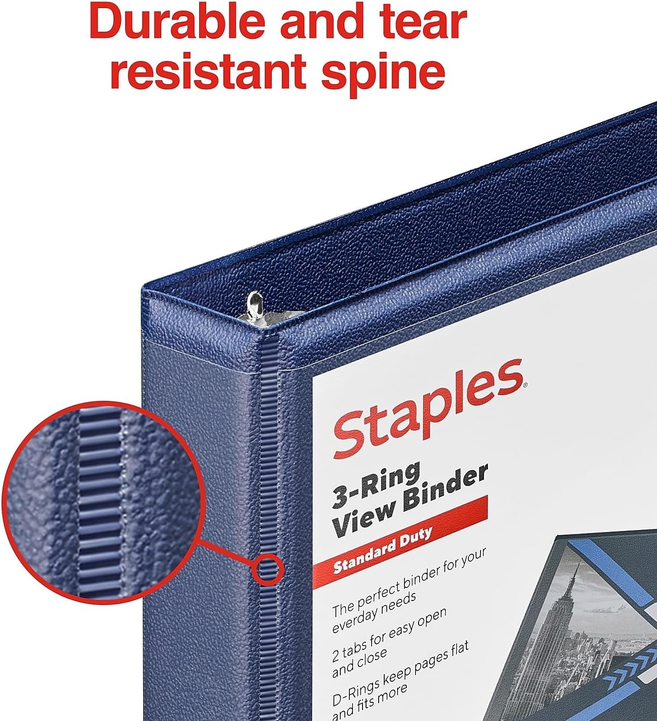 Staples Standard 2-Inch 3-Ring View Binder, Holds Up to 450 Sheets, Orange, Durable Binder for Office & School