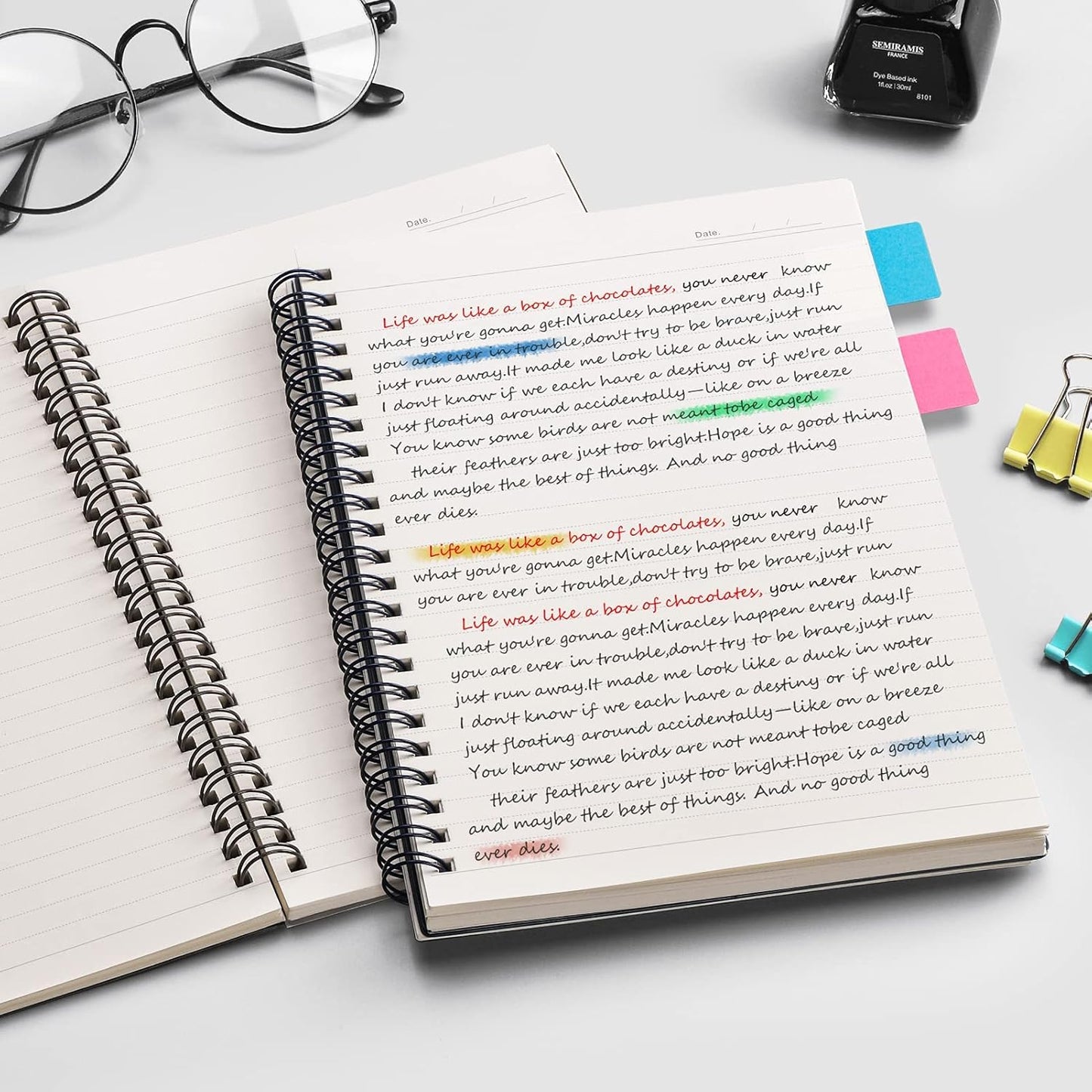 EMSHOI Dotted Journal Spiral Notebook 5.7" x 8.22" - 4 Pack 640 Pages 100gsm Thick Paper, A5 Dot Grid Notebook, Plastic Hardcover Dotted Notebook for Journaling Writing