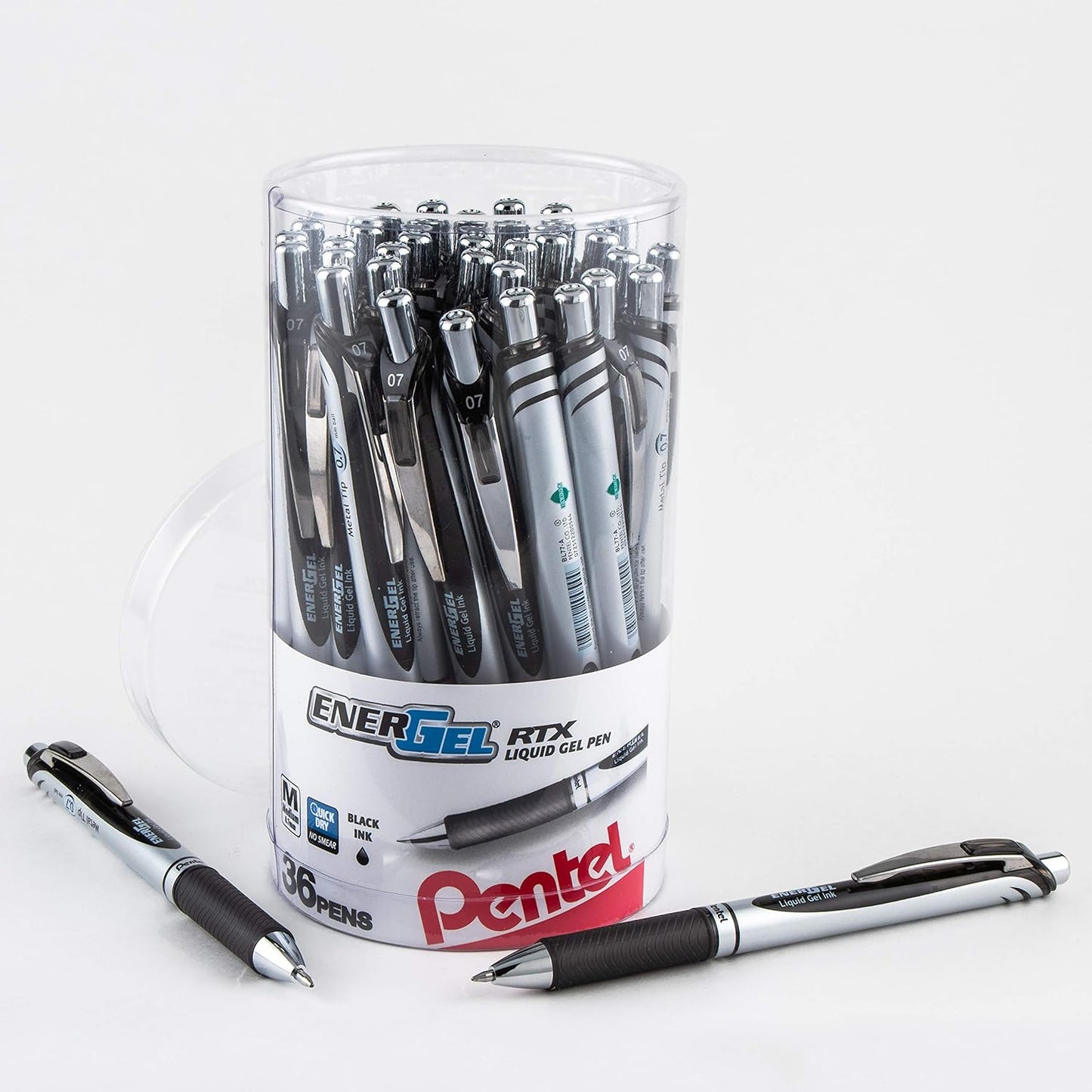 Pentel EnerGel RTX RT Liquid Gel Pen, Med, Metal Tip, (0.7mm), Blue Ink, Box of 12 (BL77PC12C1)