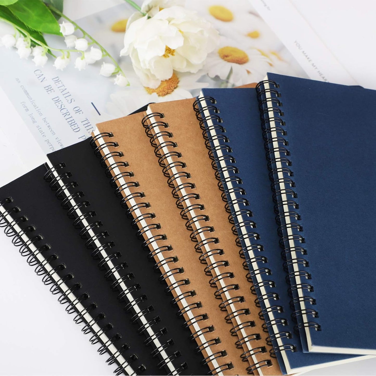 EUSOAR Spiral Notebook, A5 12packs 5.5"X8.3" 120 Pages Lined Travel Writing Notebooks Journal, Memo Notepad Sketchbook, Students College Office Business Subject Diary Ruled Book Journal-Black Cover