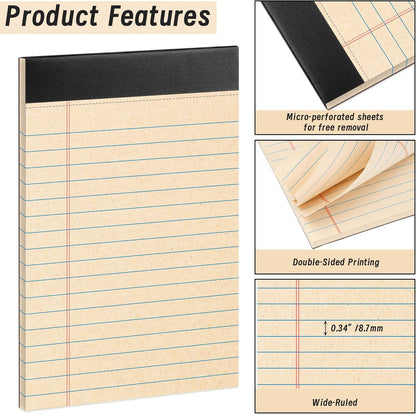 36 Pack Legal Pads Bulk, 5x8 Inch Rainbow Notepad, Note Pads Wide Ruled Perforated Memo Pad for Work Study Daily Note Taking List, Lined Writing Pads Memo Refills Notepads for Office Home School