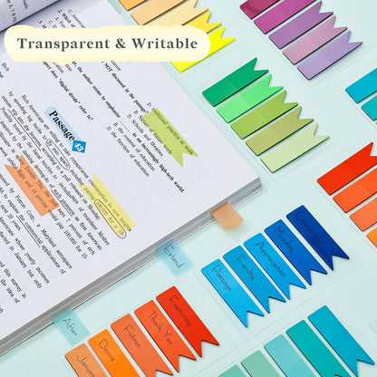 Temiary 1200 Pieces Transparent Sticky Index Tabs, Page Markers for Annotating, Translucent Morandi Arrow Flag Tab for Bookmarks Bible Tabs Notebook School Supplies