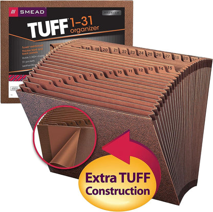 Smead TUFF Expanding File, Monthly (Jan.-Dec.), 12 Pockets, Letter Size, Redrope-Printed Stock (70488)
