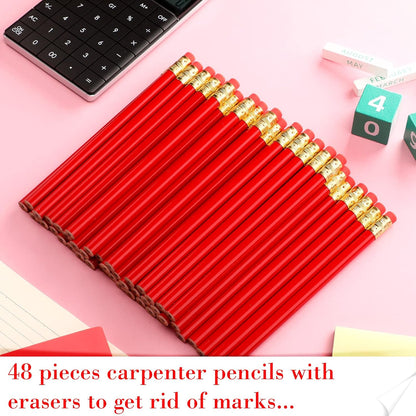 Fainne 48 Pcs Jumbo Pencil, Wooden Pencil with Black Core for Carpenters Construction Workers Woodworkers Framers Beginners Students Teachers DIY Project(Yellow,Round)