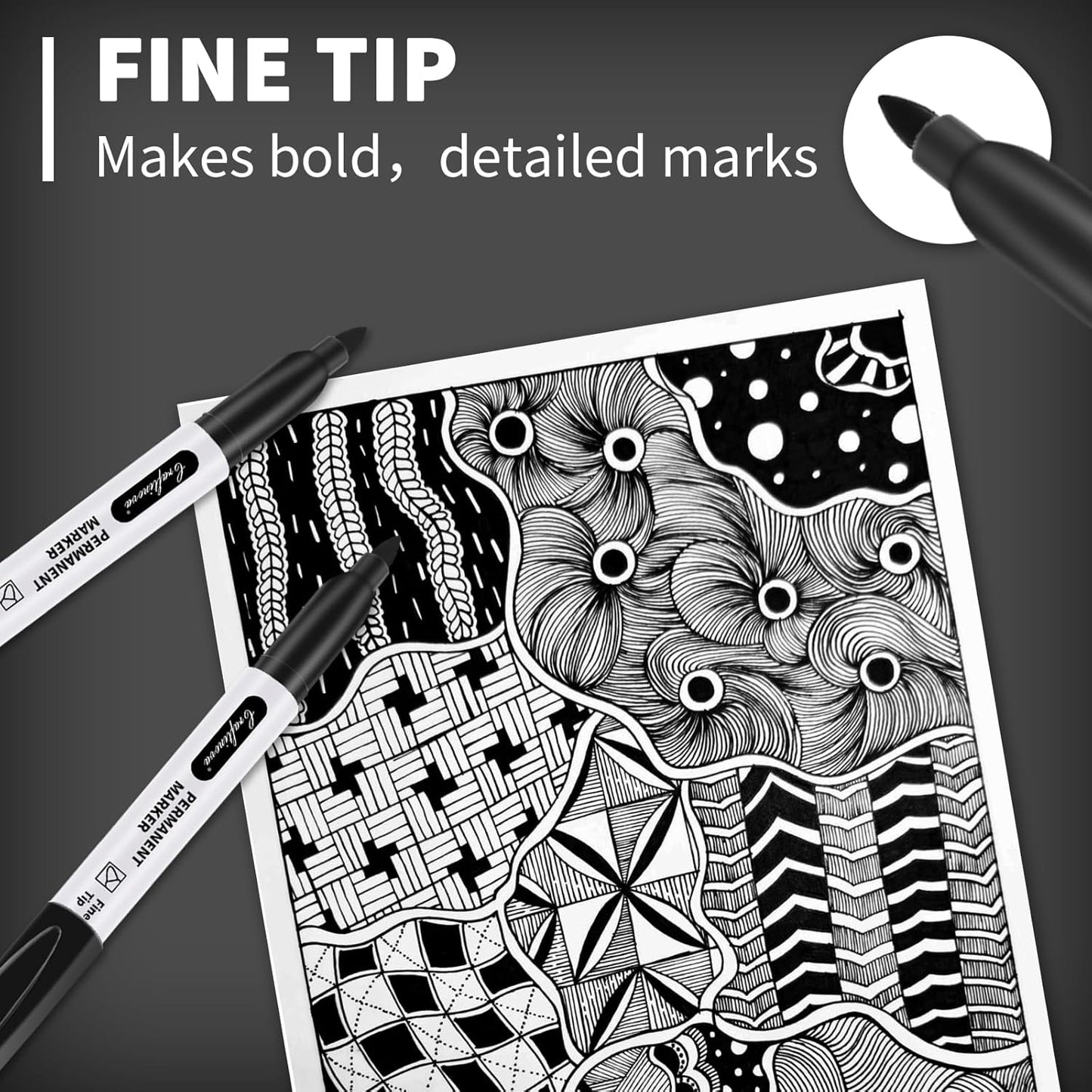 Black Ultra Fine Point Permanent Markers, Extra Fine Tip, Quick Drying and Waterproof, Fade Resistant Perfect on Paper, Glass, Metal, Plastic, Wood, Office & School Use, 12 Pack