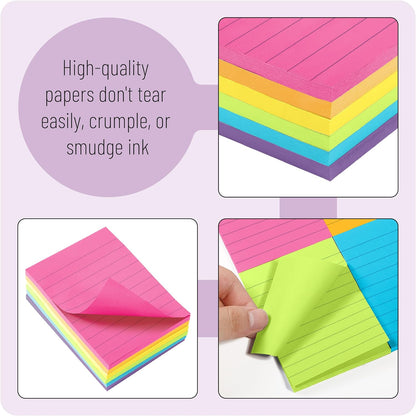 Mr. Pen- Lined Sticky Notes, 3" x 3", 12 Pads, 60 Sheets/Pad, Morandi Color, Bulk Sticky Notes with Lines, Ruled Post Stickies, Memo Pads, Self-Stick Note Pad for Office, School, Home, Study