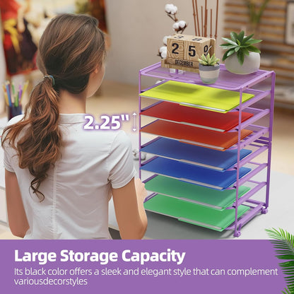 Simple Trending 2 Pack 8 Tier Letter Tray Paper - Mesh Desk File Organizer for Office School Desktop, Black