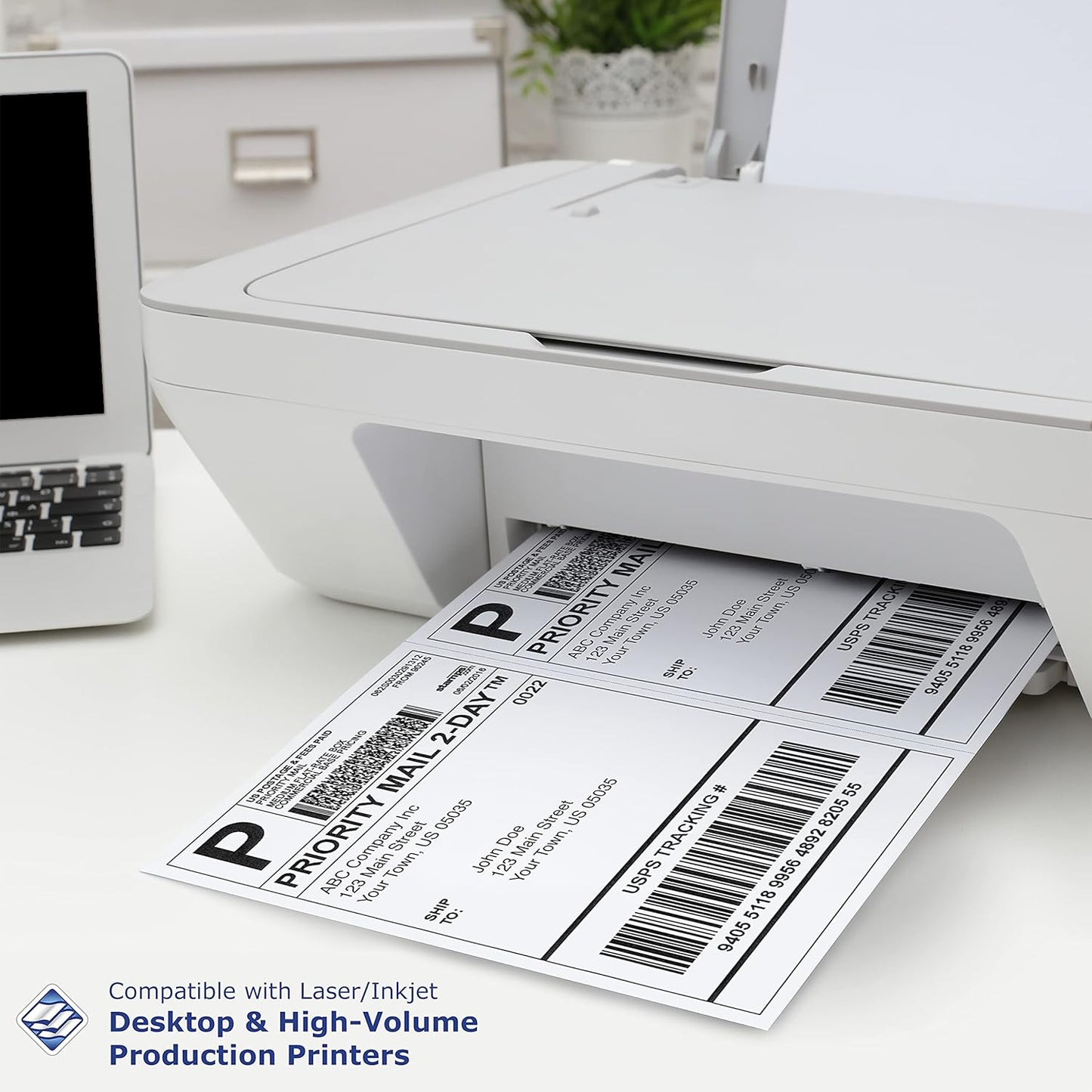 PrintWorks Professional 3 2/3" Horizontal Perforated Paper 8.5” x 11” - Perfect For W-2, 1099, & Statement Use - Made in the USA - 500 Sheets - 20 lb - Printer Compatible - White (04124)