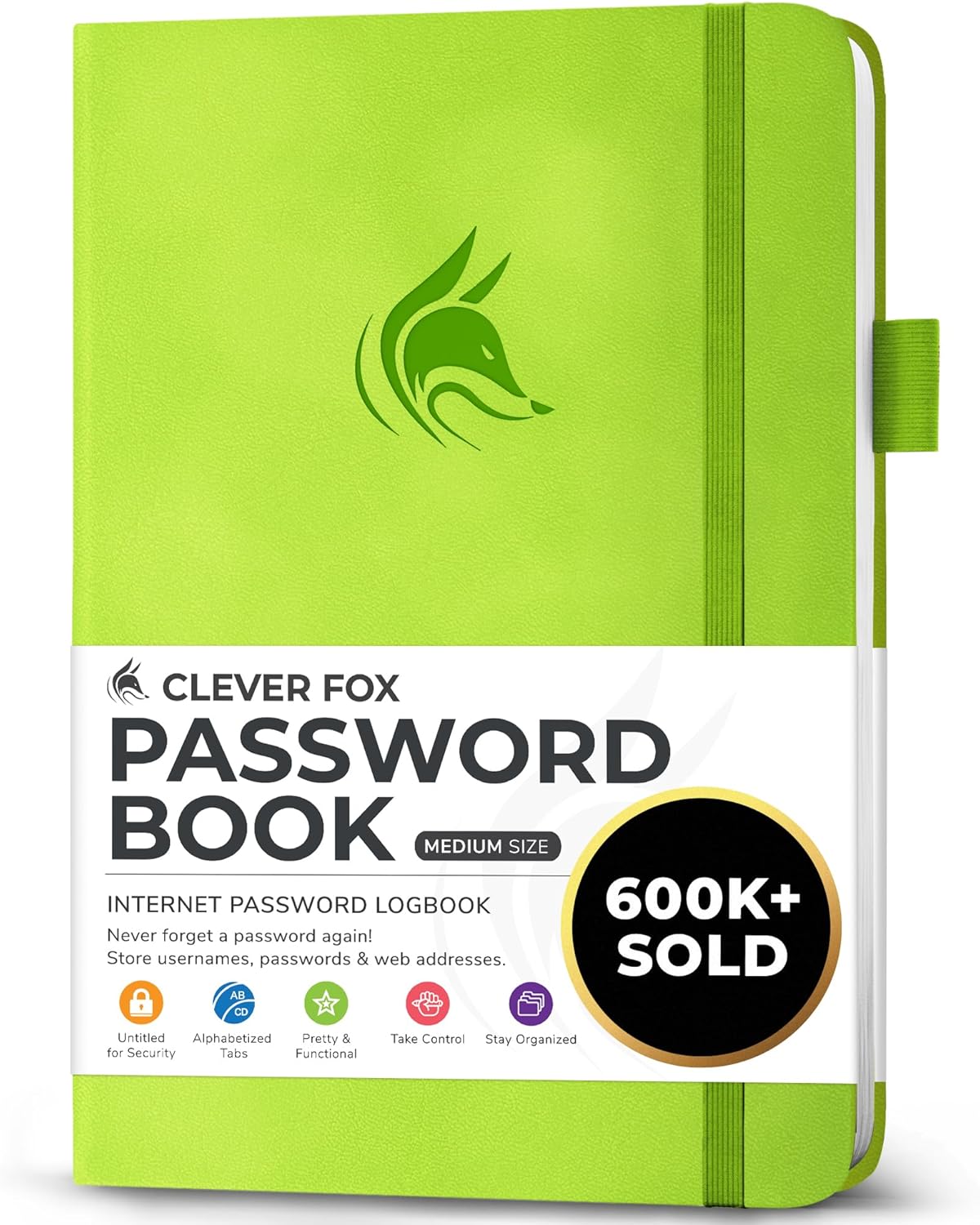 Clever Fox Password Book with alphabetical tabs. Internet Address Organizer Logbook. Small Pocket Password Keeper for Website Logins (Orange)