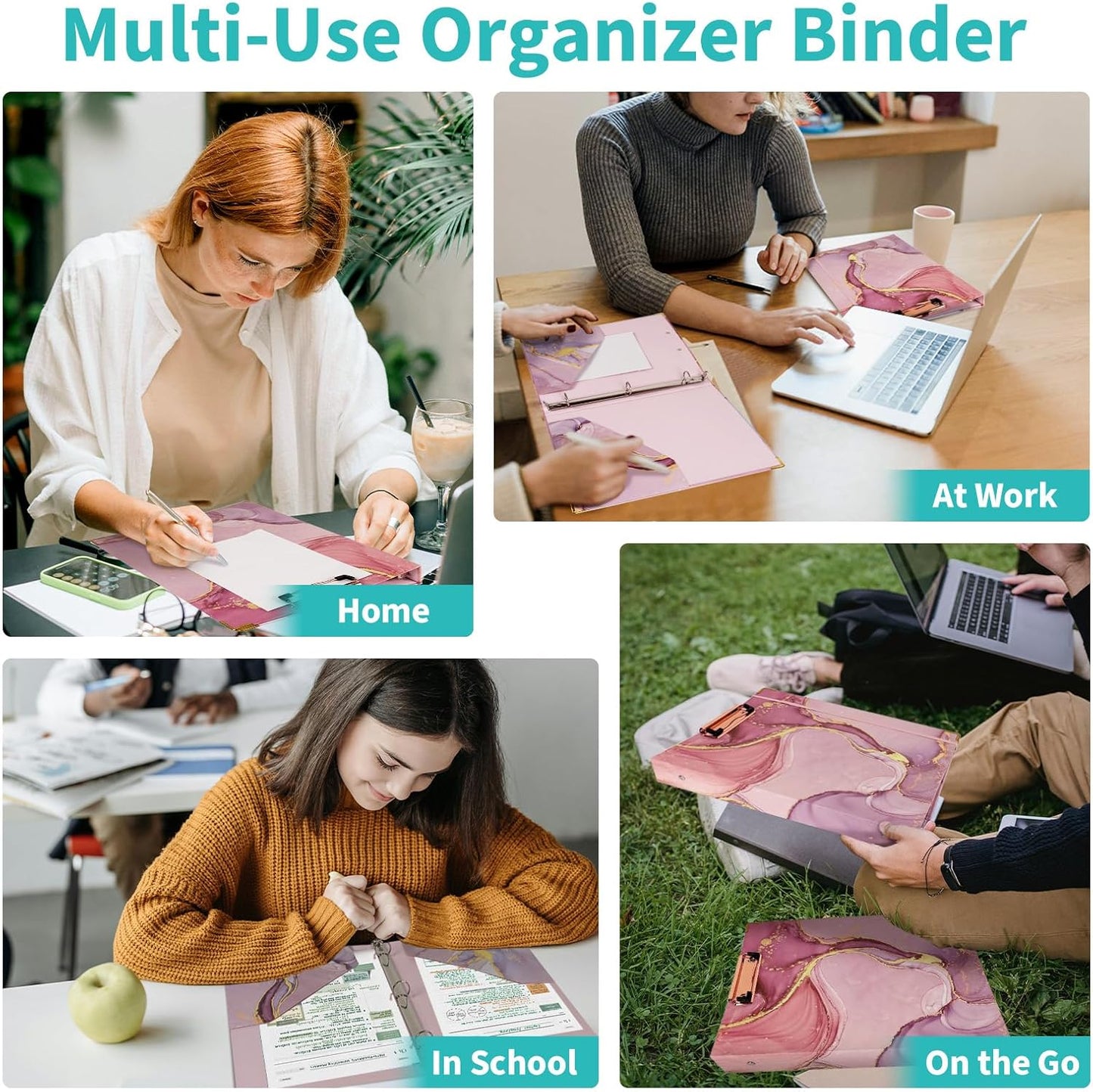 Binditek 3 Ring Binder 1 Inch, Letter Size, Binder Organizer with 5-Tab Dividers, 2 Interior Pockets, Low Profile Clip Cover, Label Stickers, 175 Sheet Capacity, Floral, 1 Pack