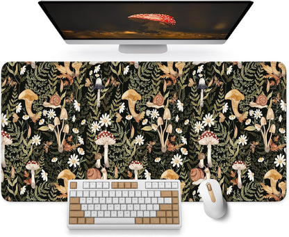 Large Mouse Pad for Desktop, Cute Desk Mat Pad Protector for Work & Gaming, Aesthetic Pretty Anti-Slip Laptop Blotter Cover for Office School Home Supplies, Wildflowers, 31.5" x 11.8"