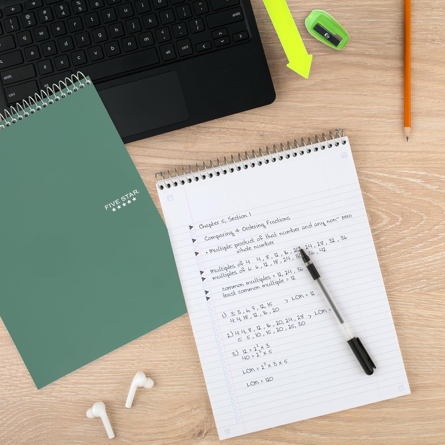 Five Star Top Spiral Notebook + Study App, 1 Subject, College Ruled Notepad, 8-1/2" x 11", 100 Sheets, Fights Ink Bleed, Water Resistant Cover, Seaglass Green (820058C-ECM)
