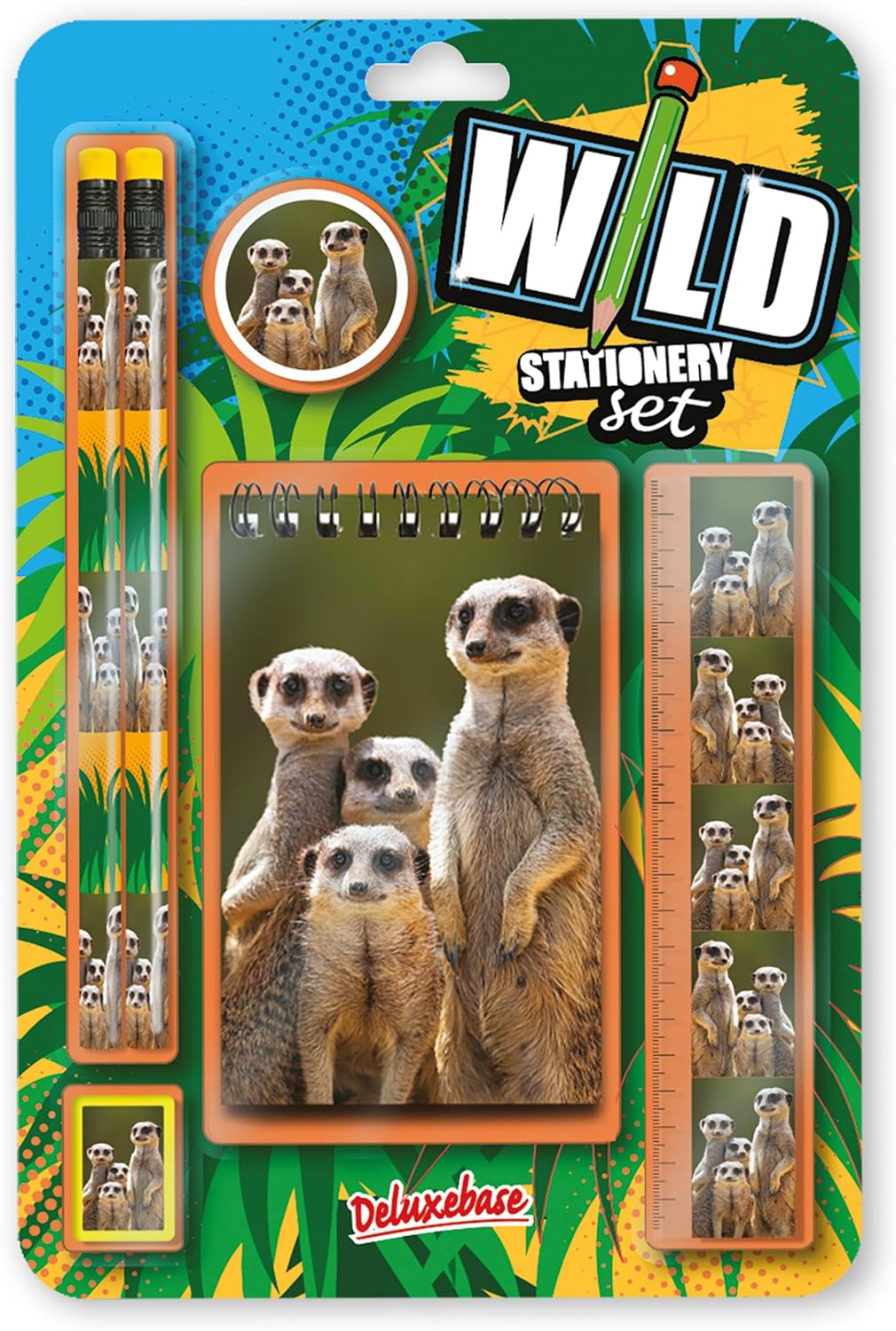 Deluxebase Wild Stationery Set - Dolphin from Animal Stationery Sets with 2 Pencils, Eraser, Pencil Sharpener, Ruler & Cute Notebook. Ideal Office Supplies, Desk Accessories & College Essentials.