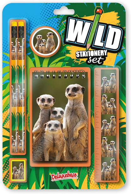 Deluxebase Wild Stationery Set - Dolphin from Animal Stationery Sets with 2 Pencils, Eraser, Pencil Sharpener, Ruler & Cute Notebook. Ideal Office Supplies, Desk Accessories & College Essentials.