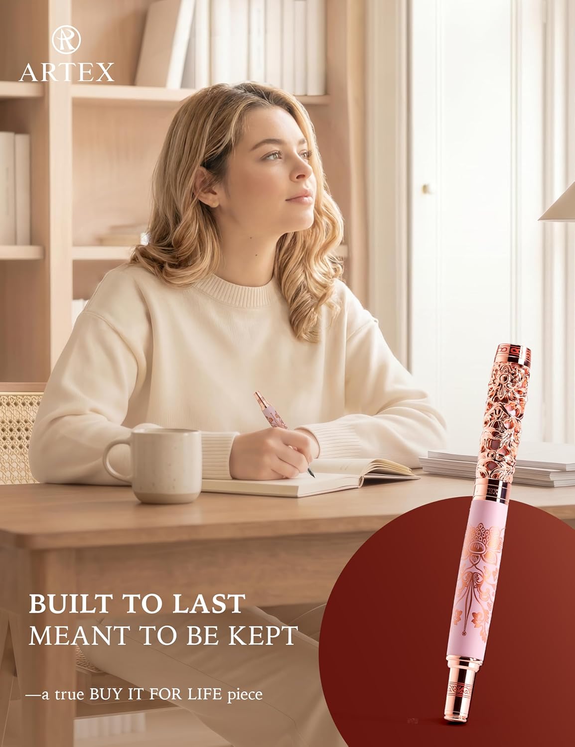 ARTEX Executive Rollerball Pen-Museum Collections-Crafting Timeless Beauty-Luxury Pen Gift & Office Desk Decor, German SCHMIDT refill, Solid Metal Texture