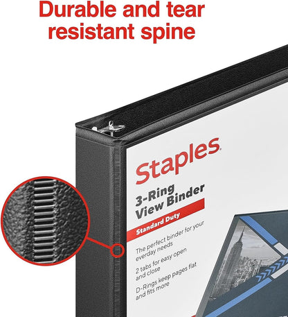 Staples Standard 2-Inch 3-Ring View Binder, Holds Up to 450 Sheets, Orange, Durable Binder for Office & School
